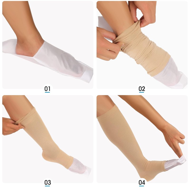 JYSNOW 4 x Smooth Fabric Compression Socks Dressing Aid