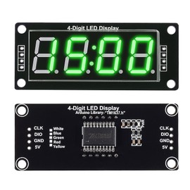 5Pcs 0.56 LED Display Digital Tube Clock Module 4 Digit LED 0.56 inch Display Time Clock Indicator Tube 7 Segments Double Dots TM1637 Green Color