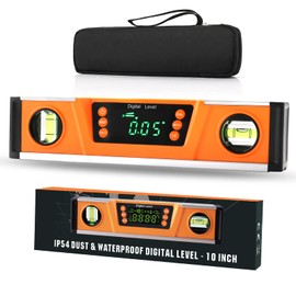 10-Inch Digital Torpedo Level and Protractor | Neodymium Magnets | Bright LED Display | V-GROOVE MAGNETIC BASE | IP54 Dust/Water Resistant smart level with Carrying Bag