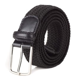 Giantsize Extra Long Belts For Men Big And Tall, Elastic Black E01, 36"-39" Waist Adjustable