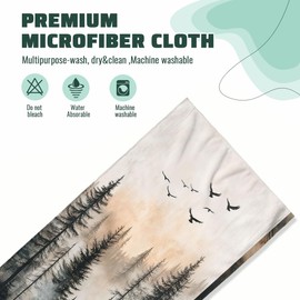 XYJFZL Misty Forest Hand Towels Highly Absorbent Nature Pine Trees Fog Forest Birds Decorative Hand Towels Set for Bathroom Gym Hotel Spa Bathroom Hand Towels Gifts for Women Man 14"x28"