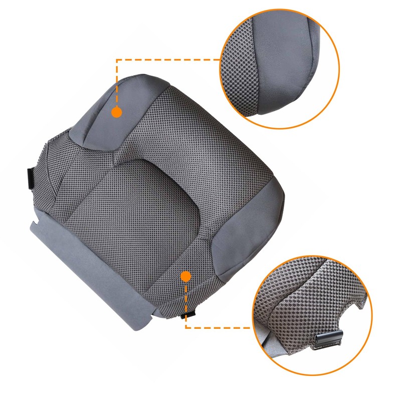 Priprilod Gray Cloth Left Front Driver Bottom Seat Cover Compatible