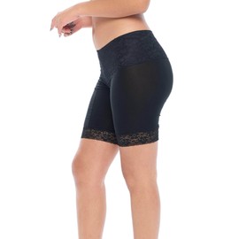 Undersummers Lace Slip Shorts, Shortlette Slip Shorts for Women Under Dress, Thigh Anti Chafing Shorts for Women with Full Coverage (XL, Black)