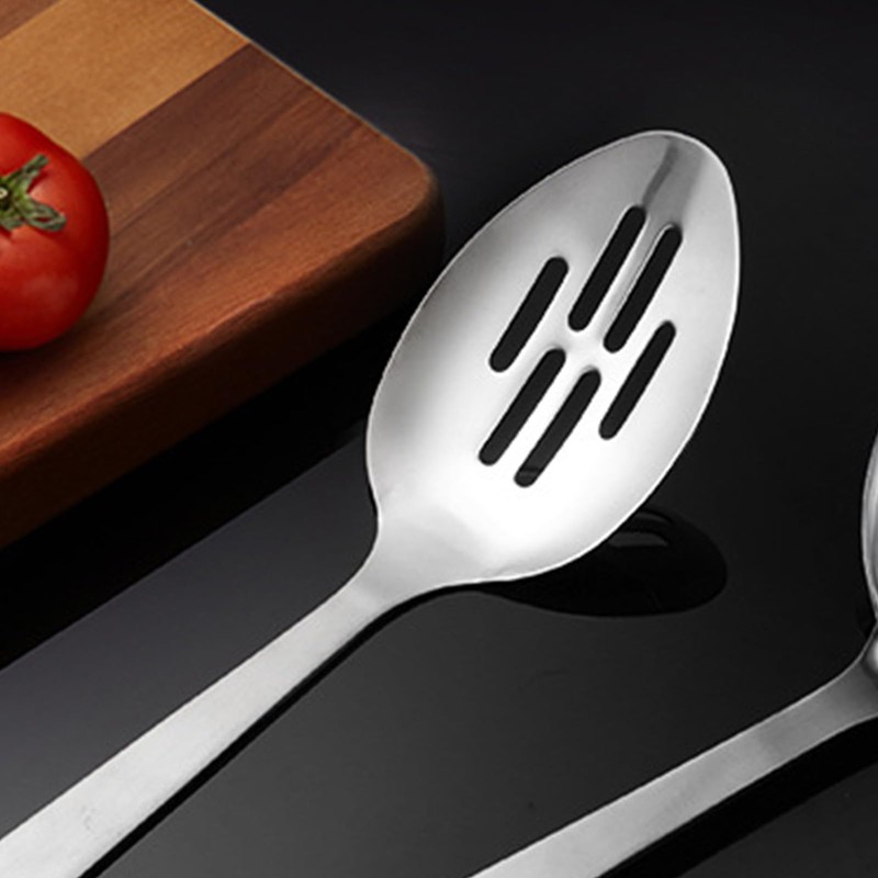 1 Pcs Slotted Soup Spoon Stainless Steel Cooking Kitchen Serving