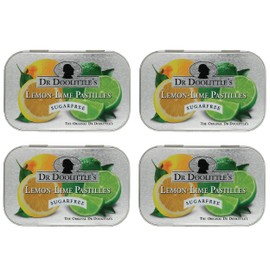 Dr. Doolittle’s Sugar Free Soft Fruit Pastilles for Voice and Throat, Lemon Lime Flavor, 2.12 Ounce Tin, Approximately 25 Count Package, 4 Pack