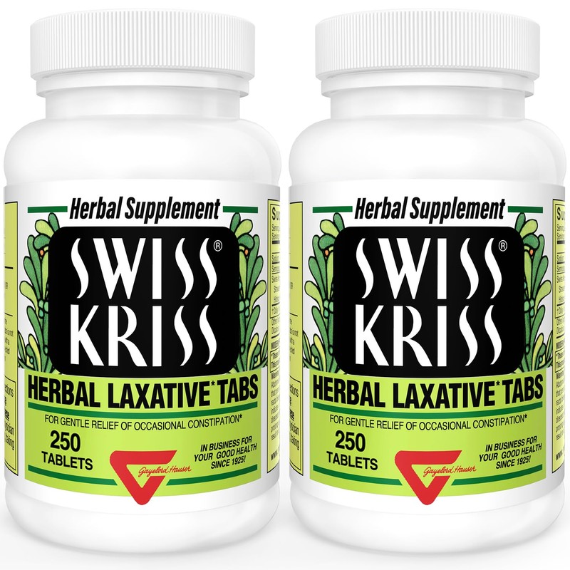 Swiss Kriss Herbal Laxative Tablets, Natural Laxatives for Constipation Relief,