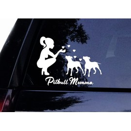 Pit Bull Momma Loves Her Floppy Ear Pitbulls - PITBULL Dog Vinyl Decal, Laptop Decal, Car Window Sticker (8.5")