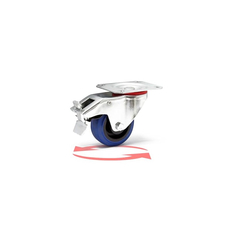 Wiltec Swivel Castor 80 mm with Plastic Wheel, Brake and