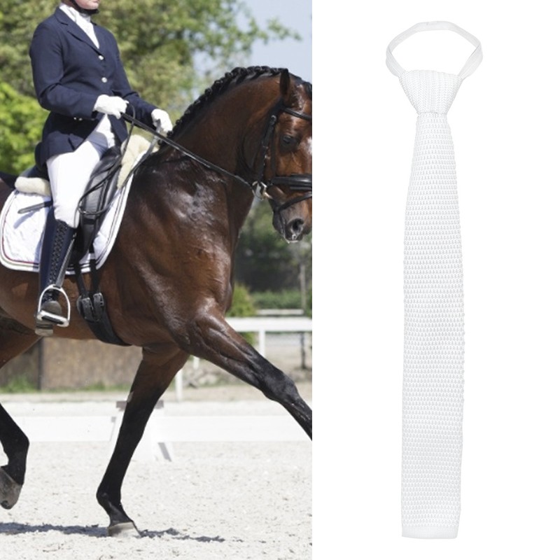 White Polyester Equestrian Necktie Stock Tie Unisex Male Female Horse