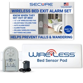 Secure Safety Solutions Wireless Bed Alarm for Elderly Adults - 12x30 Sensor Pad, Pager Monitor, Power Adapter - Caregiver Alert System - Fall & Wandering Prevention for Dementia Patients, Seniors