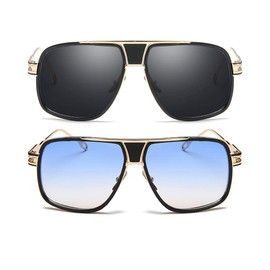 Dollger Retro Aviator Sunglasses For Men Women Vintage Square Designer Sunglasses 2 Pack