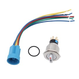 Be In Your Mind Set of 22mm (7/8") 3-Position Rotary Switch 12V/24V DC Self-Locking DPDT Latching Switch Red