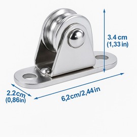 Set of 4 pulleys with ball bearings, stainless steel pulley, standing block pulley with duplex bearings, with 8 screws and 8 plastic sleeves, for sliding gates, awning wire rope, washing line