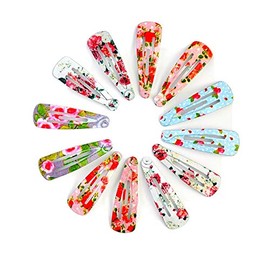 12 x Small Baby Mini Pastel Floral Print Hair Clips Sleepie Clips Snap Clips - Size 3 cm