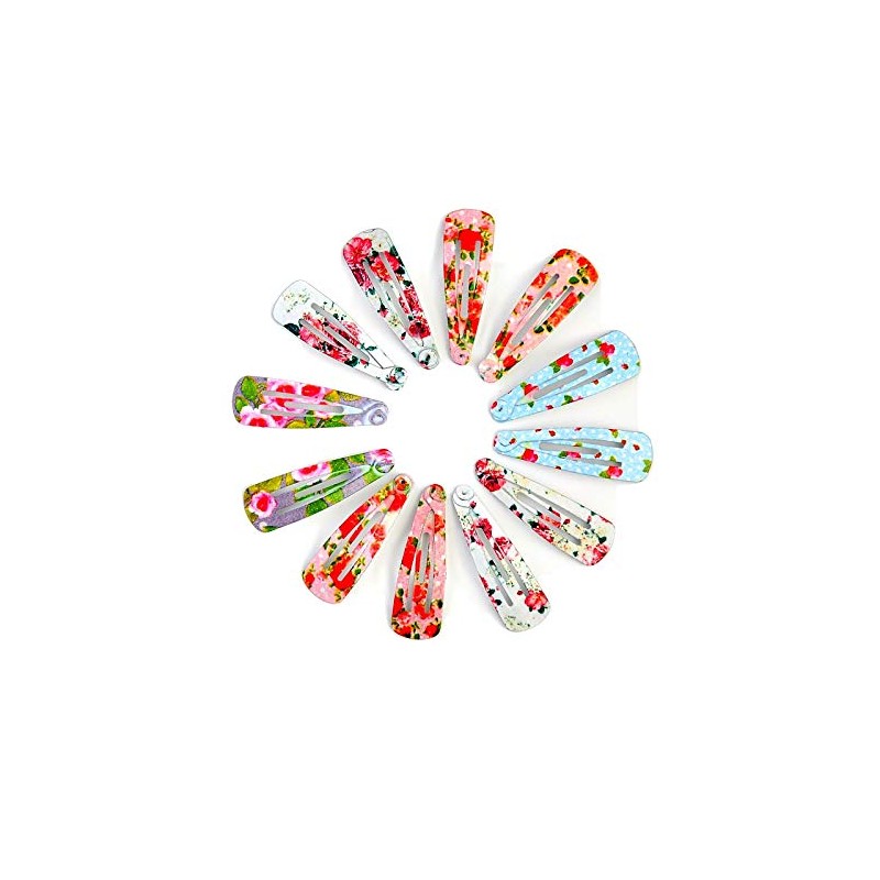 12 x Small Baby Mini Pastel Floral Print Hair Clips