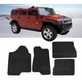 SDeelCase 4 Pcs OE Black Trim Front Rear Nylon Carpets Floor Mats For 03-09 Hummer H2