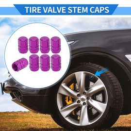 VekAuto 8 Pcs Tire Valve Stem Caps, 10x17MM Car Wheel Valve Cap Universal for Car Bike Motorcycle Anti Crash Aluminum Alloy Purple Tyre Valve Stem Cover Valve Dust Cap Tire Valve Cap
