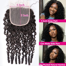 3C4A Burmese Curly Human Hair Transparent HD Lace Closure 12 Inch Unprocessed Burmese Raw Hair Real Human Hair 16A Natural Color Human Hair 5x5 Lace Closure Pre Plucked