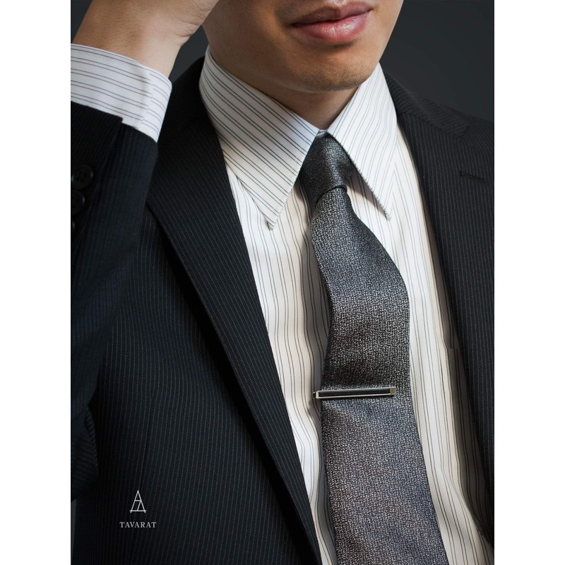 Tavarat Tps-003R Men's Tie Clip, Made in Japan, Genuine Leather,