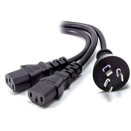 Alogic Australian 3 Pin Mains Plug to 2 X IEC C13 Y Splitter Cable, 1.5 Meter