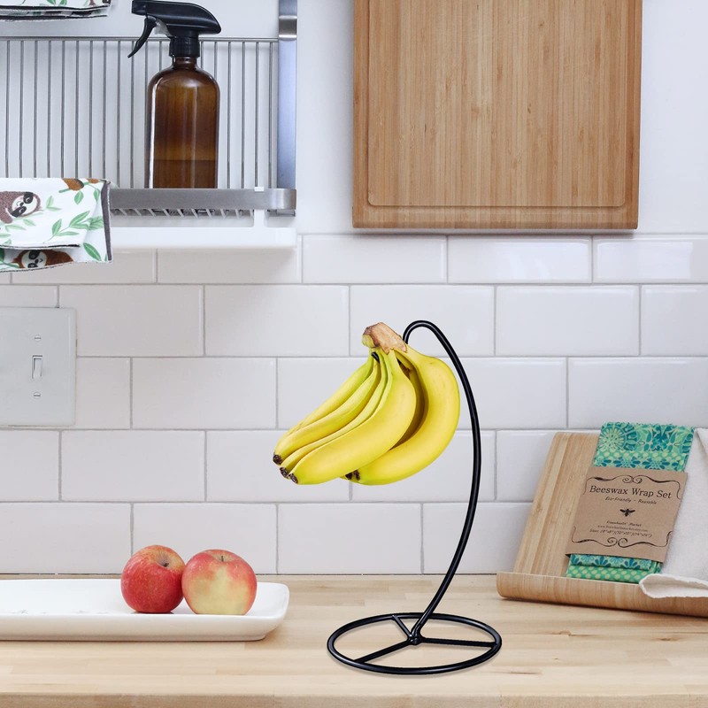 EGMEHOAD Banana Holder Stand, Banana Hanger Stand Black, Metal Bananas