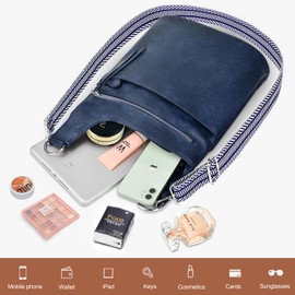 TEUEN Umhängetasche Damen Mittelgroß, Stylische PU Leder Crossbody Bag Groß Handtasche für Frauen Schultertasche Breiter Gurt mit Quasten-Reißverschluss und Mehreren Fächern ＆ 4 Kartenschlitz