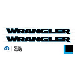 Decal Mods Wrangler Hood Graphic Vinyl Decal fits Jeep Wrangler JK/JL/JT (2007-2024) Black w/Light Blue Outline FBLTBLUO (Set of 2) | FJ3V8