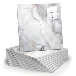 10pcs Marble Peel and Stick Backsplash Waterproof Washroom Wall Panels, Peel and Stick Tile, PVC Foam Wall Panels for Kitchen,Bathroom,Living Room,Colorful (Not Real Tile,11.8" x 11.8")