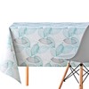 KP HOME Wipe Clean Tablecloth Grey And Teal Leaves Pattern