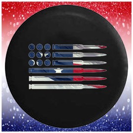 Black Tire Cover American Flag Bullets Black 28 to 29 Inch