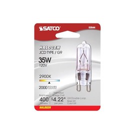 Satco S3544 1/Card 120V 35-Watt T4 G9 Base Light Bulb, Clear