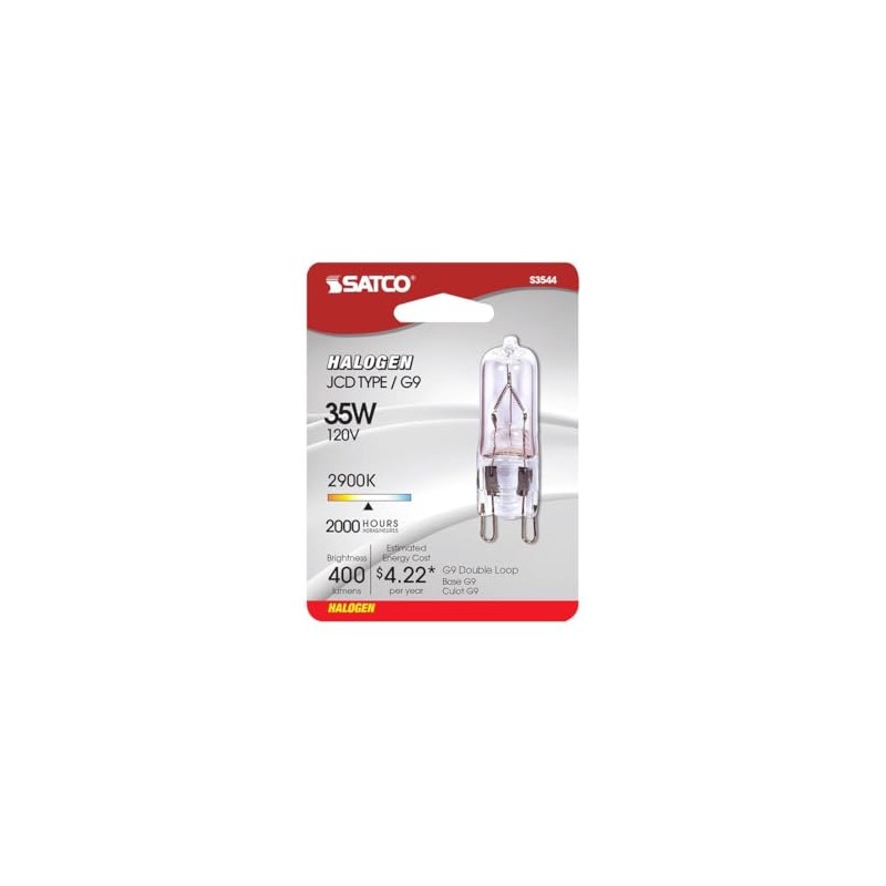 Satco S3544 1/Card 120V 35-Watt T4 G9 Base Light Bulb,