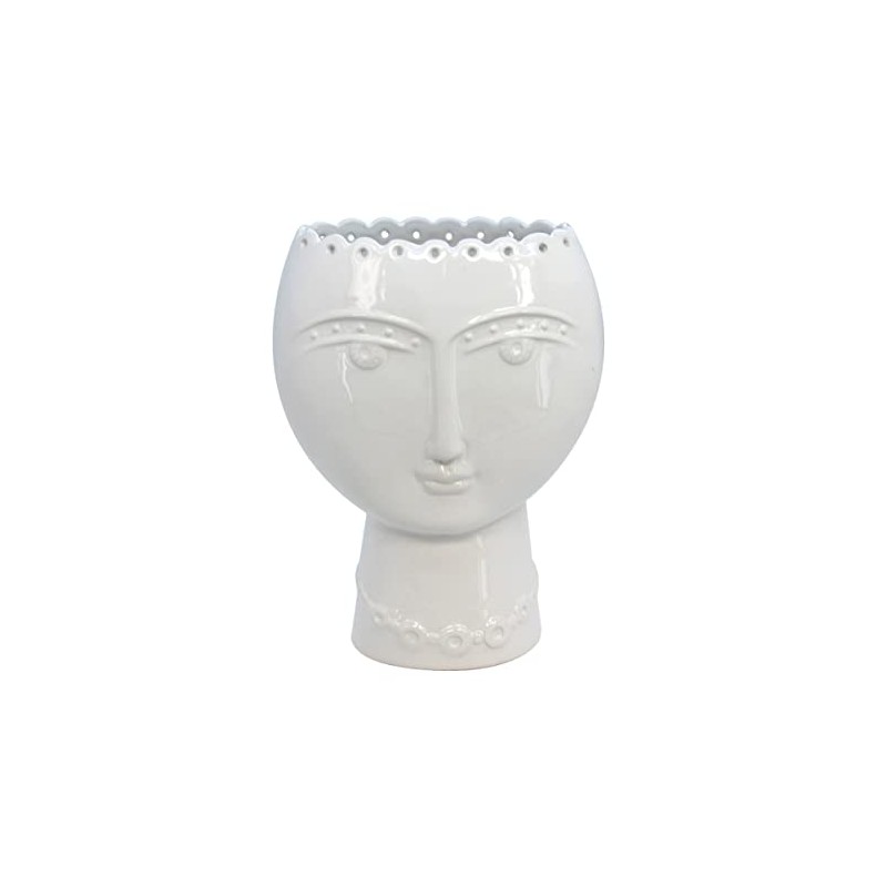 WHITE CERAMIC LADIES HEAD VASE - 19cm High