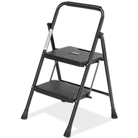 2 Step Ladder, Step Folding Ladder Step Stool Foldable 800lbs Portable Ladder with Wide Anti-Slip Pedal, Step Stool for Adults, Lightweight Step Ladder for Home Kitchen and Outdoor