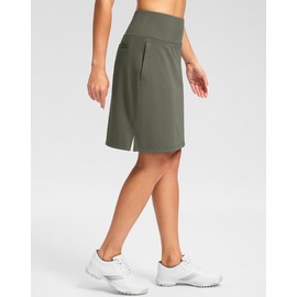 20" Golf Skorts Skirts for Women with 7 Pockets Knee Length Skort Athletic Modest Long Tennis Skirts for Women(Sage Green,XL)