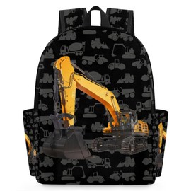 OMFUNS Excavator Truck Kids Backpack for Boys Girls Cool Car Preschool Toddler Backpack Kindergarten Nursery Bookbag Travel Children Lightweight School Bag