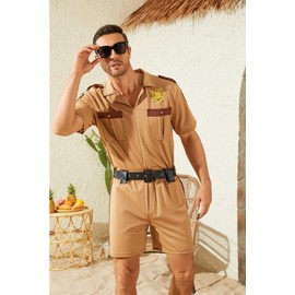EDAUWAE Mens Police Costume Reno Lt Dangle Costume Reno Shirt Waist Belt Uniform Suit L