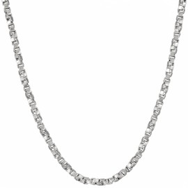 LIFETIME JEWELRY 2.6mm Twisted Box Chain Necklace 24k Gold Plated Women and Men (24 inches, White Gold)