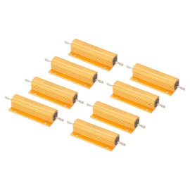 PATIKIL 100 W 20 Ohm Resistance Assortment Kit Aluminium Housing Resistors Set, 8 Pieces Aluminium Resistor Set with Screws Wire Resistors Kit with 5% Tolerance, Golden