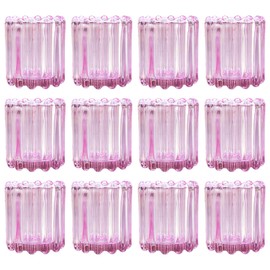 GOLDEAL 24Pcs Pink Glass Votive Candle Holders Tealight Holders Decorative, Tea Candle Holders Bulk,Candlestick for Wedding, Party,Dinner, Home Table Decor.