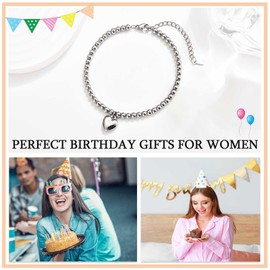 KORAS 30th Birthday Gifts for Women, Heart Charm Bracelet Birthday Bracelet for Her, Women 30th Birthday Gift Ideas