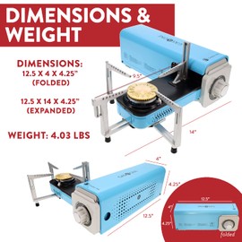 GasOne GS-8300 - Camp Stove Compact Butane Stove with Carrying Case - Foldable Portable Stove