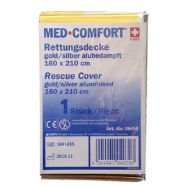 MED-COMFORT Erste Hilfe Rettungsdecke Gold-Silber-Folie 160 x 210cm