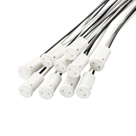 Rayhoo G4 LED Bulb Socket Halogen MR11 Base Ceremic Lamp Holder Socket, Miniature Bi-Pin Base Socket, Halogen Incandescent Led Socket Ceramic Body Lamp Holder, 10-Pack