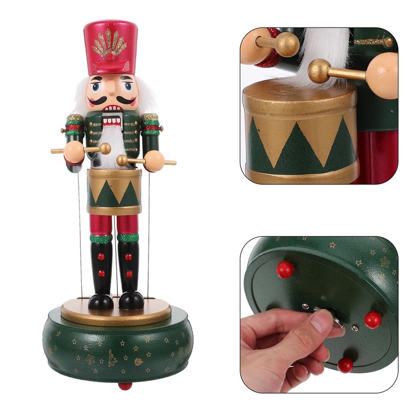Cabilock Wooden Nutcracker Soldier Music Box with Movable Mouth Hands