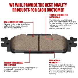HECHENQICHE Front Ceramic Brake Pads with Hardware for Ford Explorer, Flex, Taurus, Lincoln MKS MKT