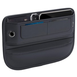 Premium Leather Car Seat Gap Filler Organizer, Universal Fit Car Accessories for Women/Men Interior, Car Center Console Organizer with Card Slots for Car Suv Truck (Black, 1 Pack)