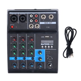 Sound Mixer USB BT 4 Channel Sound Mixing Console with 48V Phantom Button for Stage Performance