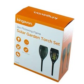 Solar Garden Torch Set 2pc Flickering Flame