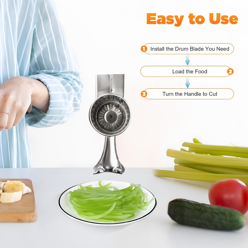 Manual Rotary Cheese Grater Grinder,Hand Crank Vegetable Carrot Shredder Round